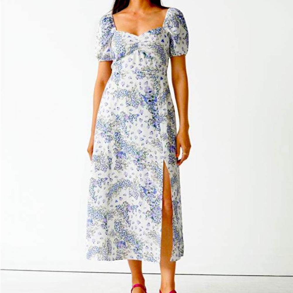 Puff sleeve linen midi dress - And Other Stories
